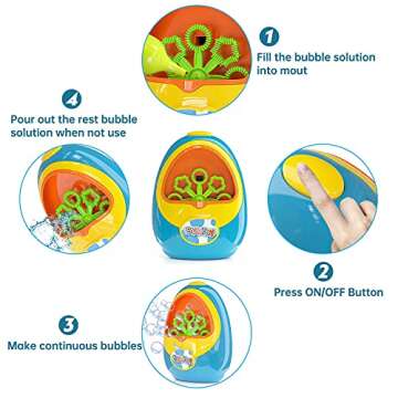 BubToy Bubble Machine for Kids - Automatic Bubble Blower 5000+ Bubbles Per Minute, High Output Bubble Maker Toys Bubbles for Toddlers, Christmas Birthday Gifts for 3 4 5 6 7 8 Years Old Boys Girls