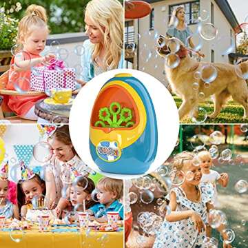 BubToy Bubble Machine for Kids - Automatic Bubble Blower 5000+ Bubbles Per Minute, High Output Bubble Maker Toys Bubbles for Toddlers, Christmas Birthday Gifts for 3 4 5 6 7 8 Years Old Boys Girls