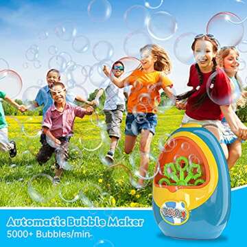 BubToy Bubble Machine for Kids - Automatic Bubble Blower 5000+ Bubbles Per Minute, High Output Bubble Maker Toys Bubbles for Toddlers, Christmas Birthday Gifts for 3 4 5 6 7 8 Years Old Boys Girls