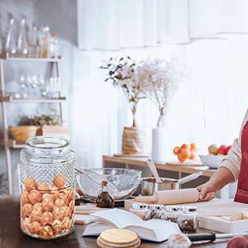 1 Gallon Cookie Jar, Wide Mouth Large Glass Jars with Bamboo Lid, Airtight Storage Food Kitchen Counter Containers for Candy, Flour, Oats, Coffee Bean, Pet Treats, Laundry Pods, Laundry Detergent