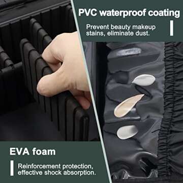 Marble Makeup Organizers and Storage,LKE Cosmetic Bags Waterproof Marble Travel Makeup Train Case Jewelry Travel Organizer with Adjustable Dividers (9.8x8.86x3.7 inches)