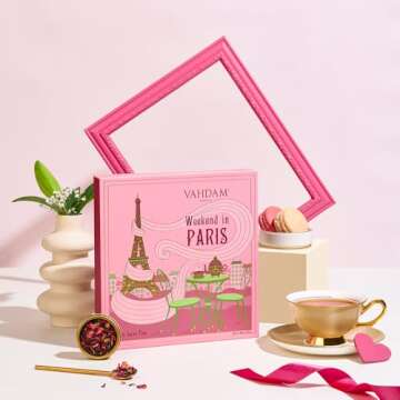 VAHDAM, Weekend in Paris, Valentines Day Tea Gift Set - 9 Loose Teas | Tin Caddy Travel Edition Gift...