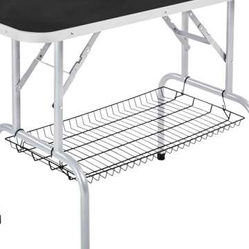 Yaheetech 46'' Pet Grooming Table for Large Dogs Adjustable Height Portable Trimming Table Drying Table w/Arm/Noose/Mesh Tray Maximum Capacity Up to 265Lb, Black