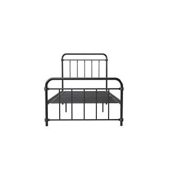 DHP Winston Metal Platform Bed with Rustic Design and Curved Edge Headboard and Footboard, Adjustable Base Height for Underbed Storage, No Box Spring Needed, Twin, Black