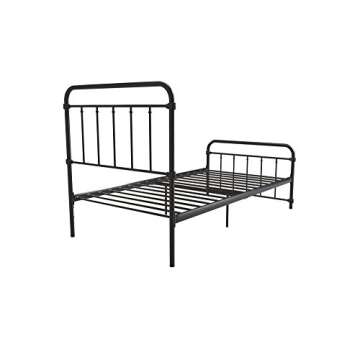 DHP Winston Metal Platform Bed with Rustic Design and Curved Edge Headboard and Footboard, Adjustable Base Height for Underbed Storage, No Box Spring Needed, Twin, Black