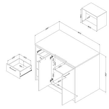 South Shore Kitchen Island, Natural Walnut and White