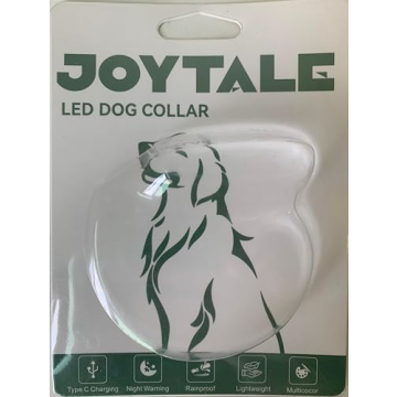 Joytale Light Up Dog Collar, Rainproof LED Dog Collar Rechargeable, 9 Flashing Modes, Glow Collars for Night Walking, Cuttable Soft Silicone Collar for Small and Medium Dogs, 17.7 Inch