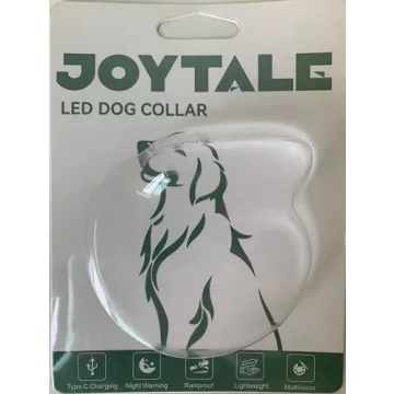 Joytale Light Up Dog Collar, Rainproof LED Dog Collar Rechargeable, 9 Flashing Modes, Glow Collars for Night Walking, Cuttable Soft Silicone Collar for Small and Medium Dogs, 17.7 Inch