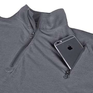 SCOTTeVEST SJ Qzip Pullover for Men - 3 Hidden Pockets - Lightweight Moisture Wicking Quarter-Zip for Travel & More (Black, XXL)