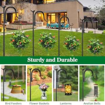 CL FUN Shepherds Hooks for Outdoor, 48 Inch 2 Pack Adjustable Bird Feeder Pole Heavy Duty Shepherd Hooks for Bird Feeder, Hanging Plant Baskets, Solar Lights, Lanterns, Wedding Decor