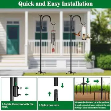 CL FUN Shepherds Hooks for Outdoor, 48 Inch 2 Pack Adjustable Bird Feeder Pole Heavy Duty Shepherd Hooks for Bird Feeder, Hanging Plant Baskets, Solar Lights, Lanterns, Wedding Decor