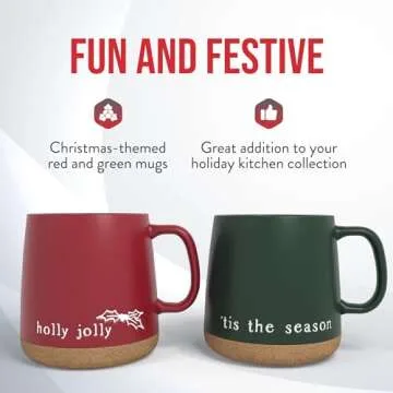 American Atelier Christmas Mug Set - 15oz Stoneware Mugs