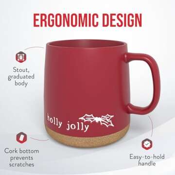 American Atelier Christmas Mug Set - 15oz Stoneware Mugs