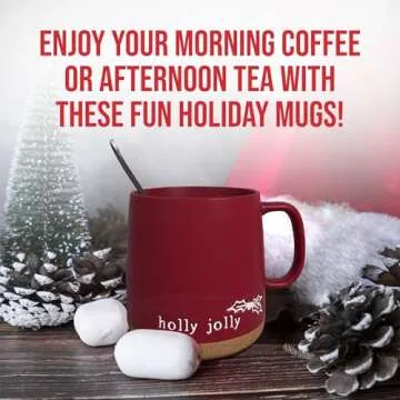 American Atelier Christmas Mug Set - 15oz Stoneware Mugs