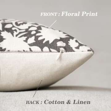 Foindtower Set of 2 Decorative Neutral Floral Throw Pillow Covers Accent Farmhouse Cushion Covers Bo...