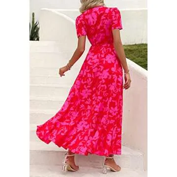 PRETTYGARDEN Women's Summer Maxi Dress in Red Floral