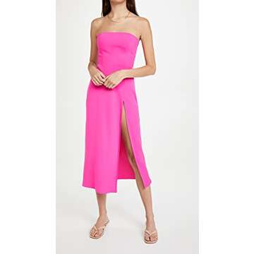 Amanda Uprichard Women's Mandy Midi Dress, Hot Pink, M