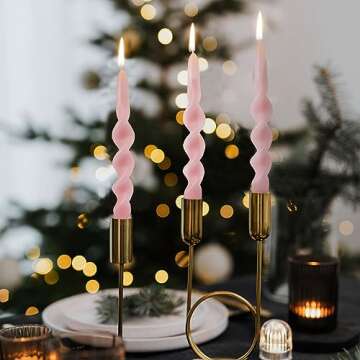 Elegant 10 Inch Pink Spiral Taper Candles for Home Decor
