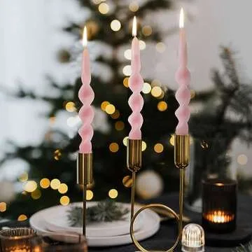 Elegant 10 Inch Pink Spiral Taper Candles for Home Decor