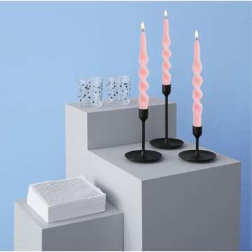Elegant 10 Inch Pink Spiral Taper Candles for Home Decor