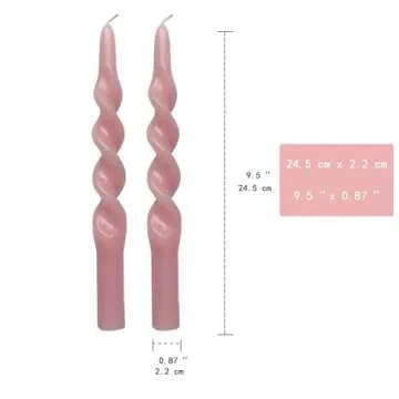Elegant 10 Inch Pink Spiral Taper Candles for Home Decor