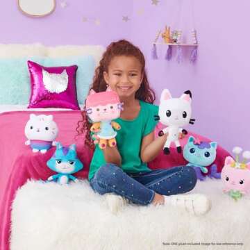 Gabby's Dollhouse, 8-inch Pillow Cat Purr-ific Plush Toy, Kids Toys for Ages 3 and up