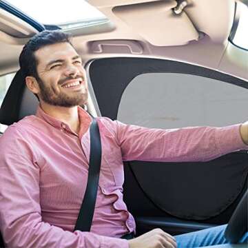 4 Pcs Car Window Screen Breathable Car Side Windows Sun Cover Window Covers Mesh Front Rear Universal Side Automotive Cover for Sun Protection Camping Privacy Blackout(19-25 in, 22-45 in)