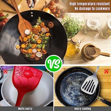 Mooues Wooden Spoons for Cooking, 5 Pcs Wooden Utensils for Cooking Natural Teak Wooden Kitchen Utensils Set