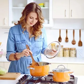 Mooues Wooden Spoons for Cooking, 5 Pcs Wooden Utensils for Cooking Natural Teak Wooden Kitchen Utensils Set