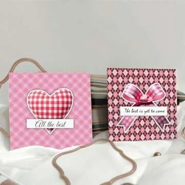 Desecraft Pink Plaid 12x12 in Double Sided Paper Pad Pack Scrapbook Cardstock Decorative Paper - 36 Sheets - forCard Making Journaling Planner Origami Decorative Scrapbooking Supplies