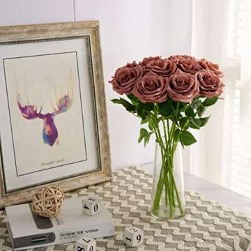 IUKnot Faux Rose 10pcs Bouquets for Weddings and Decor