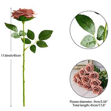 IUKnot Faux Rose 10pcs Bouquets for Weddings and Decor