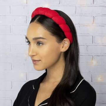 CONAIR Holiday Spa Headband - Make up headband - spa headband for washing face - Bubble headband - Makeup headband - GRWM headband - gifts for girls - holiday gifts - Red