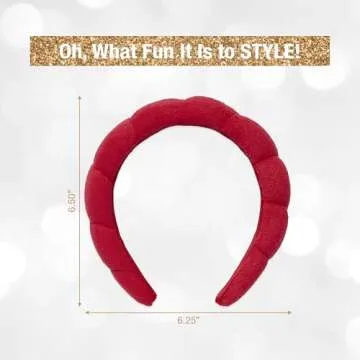 CONAIR Holiday Spa Headband - Make up headband - spa headband for washing face - Bubble headband - Makeup headband - GRWM headband - gifts for girls - holiday gifts - Red