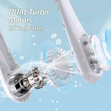 AMACOOL Bladeless Neck Fan Portable Personal Fan 5000mAh Rechargeable Battery Operated Wearable Fan for Women Men Outdoor Sport Travel Patio Garden Work Home Kitchen(White)