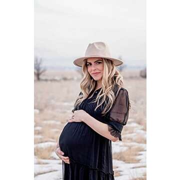 Lanzom Women Lady Felt Fedora Hat Wide Brim Wool Panama Hats with Band (01-Beige)