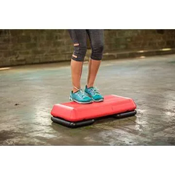 The Step Circuit Size Aerobic Platform, Circuit Size Steppers for Exercise with Two Risers, Red
