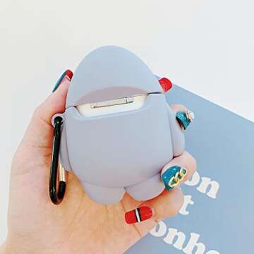 ZOSTLAND Cute Shark Wireless Earphone Case,Thick Soft Portable Silicone Shockproof Skin Cover Storage Box Compatible with Apple AirPods 2&1 Earplug AirPods Charging Station Case (Shark,Airpods2&1)