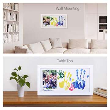 NWK DIY Family Photo + Family Hand/Footprints Kit with 10 X 17inch Elegant White Wood Picture Frame,...