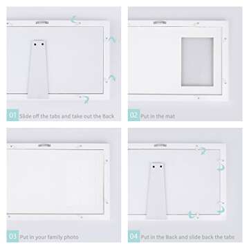 NWK DIY Family Photo + Family Hand/Footprints Kit with 10 X 17inch Elegant White Wood Picture Frame, Non-Toxic Watercolor Paints, Baby Shower Adoption Father's Day Gift for New Mom Dad (with Ink pad)