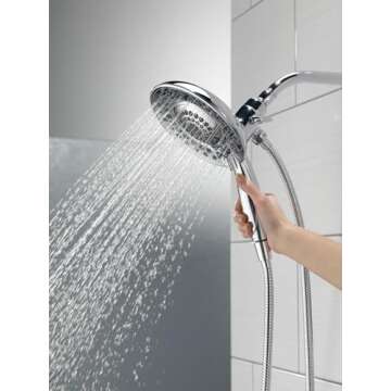 Delta Faucet 5-Spray In2ition 2-in-1 Dual Shower Head with HandHeld Spray, Chrome Hand Held Shower H...