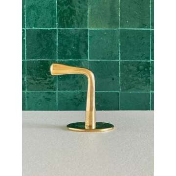 Set of 2 Unlacquered Brass Wall Hooks, Heavy Duty Brass Hooks for Doors and Bathrooms, Utility Vintage Brass Coat Hanger, Decorative Hooks for Coats, Wall Mounted Brass Hooks for Hanging Towels & Bags