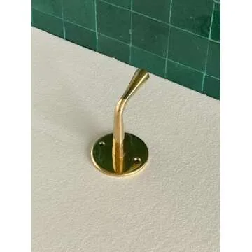 Set of 2 Unlacquered Brass Wall Hooks, Heavy Duty Brass Hooks for Doors and Bathrooms, Utility Vintage Brass Coat Hanger, Decorative Hooks for Coats, Wall Mounted Brass Hooks for Hanging Towels & Bags