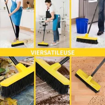 Durable 12" Cleaning Broom with Adjustable 50" Handle