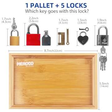 MEROCO Lock and Key with Wood Tray Set Fine Motor Skill Sorting Learning Toys Travel Games for Toddlers 3-5 Years