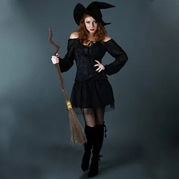 Skeleteen Realistic Witch Broomstick Costume Accessory