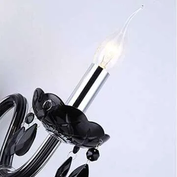 SkyTalent Black Modern Crystal Wall Lamp, E12 Wall Sconces Gothic Decoration Wall Light for Dining Room, Bedroom Bedside, Living Room,Hallway (Double Head,Type A), QEGQC