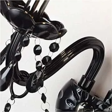 SkyTalent Black Modern Crystal Wall Lamp, E12 Wall Sconces Gothic Decoration Wall Light for Dining Room, Bedroom Bedside, Living Room,Hallway (Double Head,Type A), QEGQC