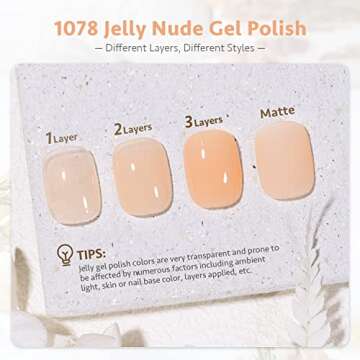 GAOY Jelly Nude Gel Nail Polish, 16ml Sheer Nautral Gel Polish, UV Light Cure for Nail Art DIY, Colo...
