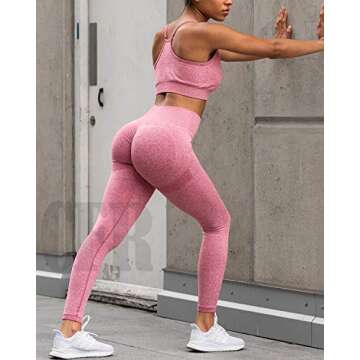 CFR Womens High Waist Leggings Workout Butt Lifting Leggings Booty Scrunch Butt Yoga Pants #0 Pink S